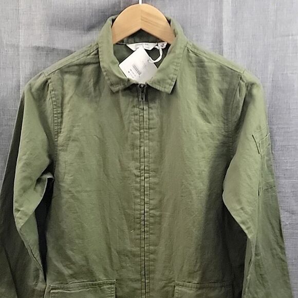 Rachel Zoe x Janie and Jack Green Linen Cargo Jacket Girls / Boys sz 10-12 - Picture 2 of 9